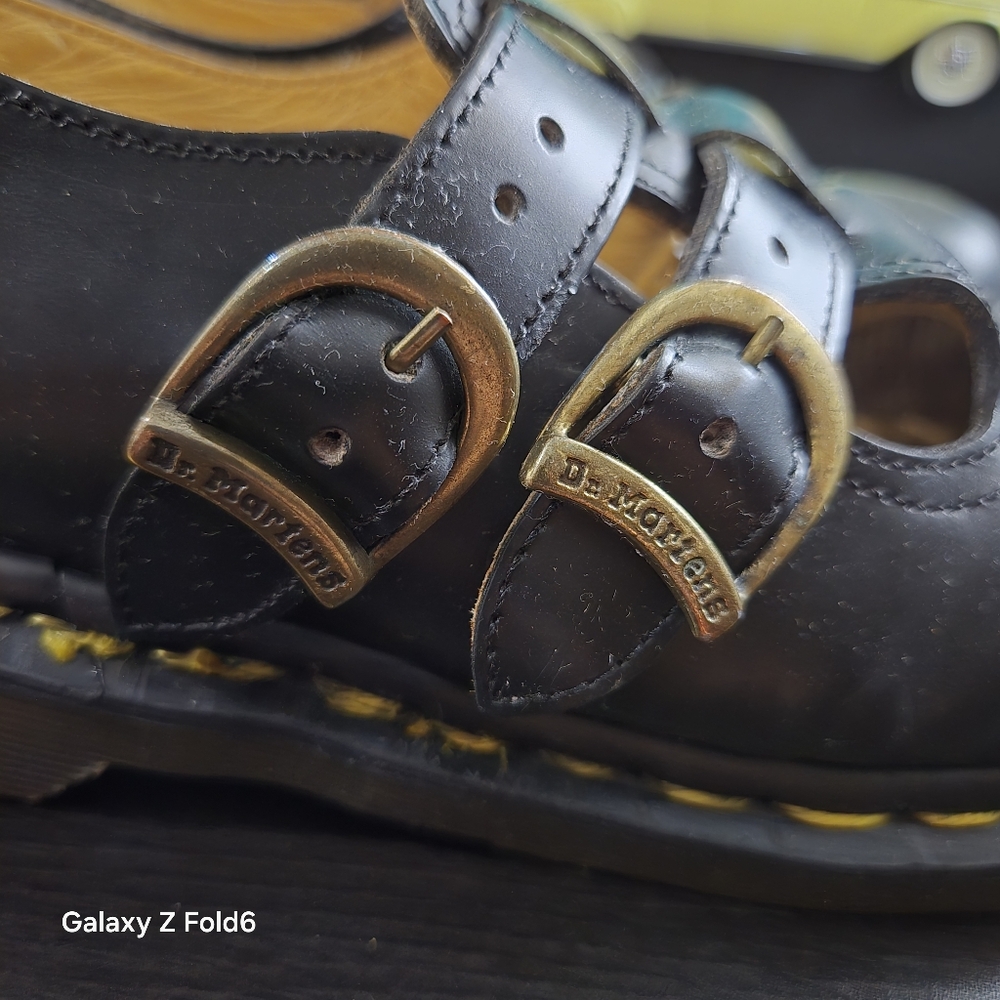 Vintage Dr Martens Girls Size 3 Mary Jane Black Leather Double Strap Doll Shoes - Picture 7 of 10